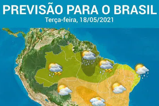 Tempo seco predomina nesta terça-feira no Brasil