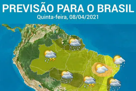 Mais pancadas de chuva por quase todo o Brasil