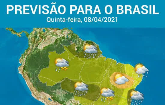 Mais pancadas de chuva por quase todo o Brasil