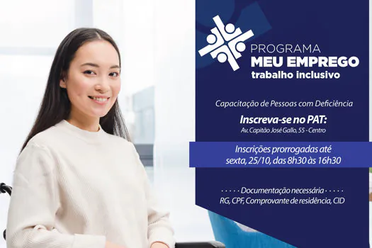 Prorrogadas inscrições dos cursos profissionalizantes para PCD em Ribeirão Pires