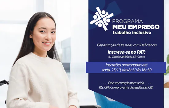 Prorrogadas inscrições dos cursos profissionalizantes para PCD em Ribeirão Pires