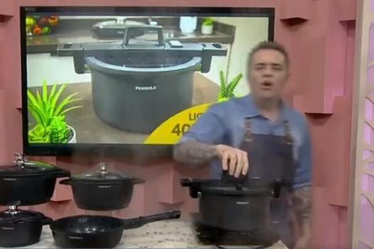 Panela de pressão ‘explode’ ao vivo em programa de TV e reação de chef viraliza