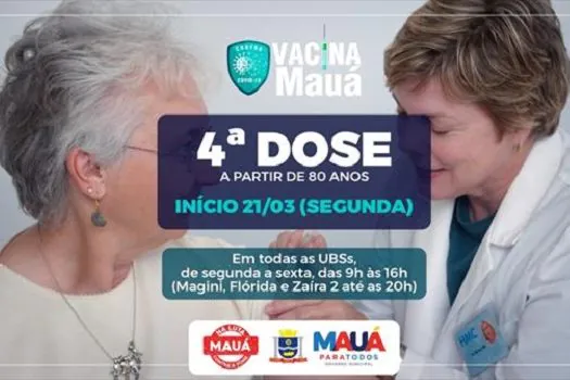 Mauá começa a aplicar a quarta dose em idosos com 80 anos ou mais