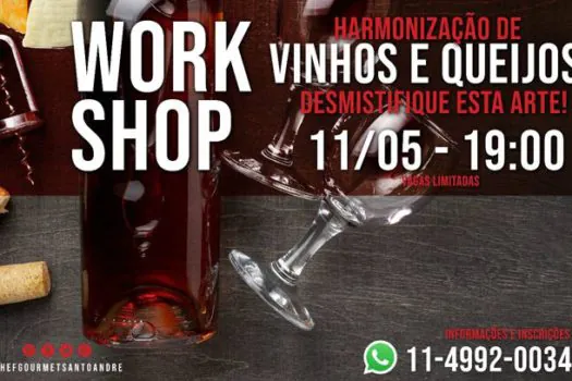 Novo workshop da Chef Gourmet Santo André aborda harmonização de queijos e vinhos