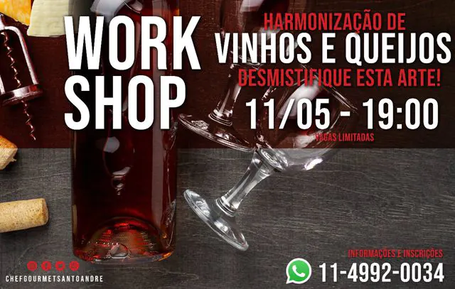 Novo workshop da Chef Gourmet Santo André aborda harmonização de queijos e vinhos