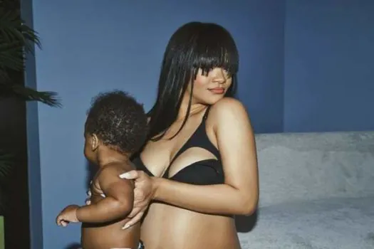 Rihanna lança nova coleção para maternidade e divulga peças ao lado do filho RZA