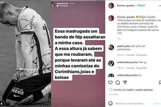 Bandidos invadem casa de Róger Guedes e roubam camisas do Corinthians e joias