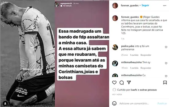 Bandidos invadem casa de Róger Guedes e roubam camisas do Corinthians e joias