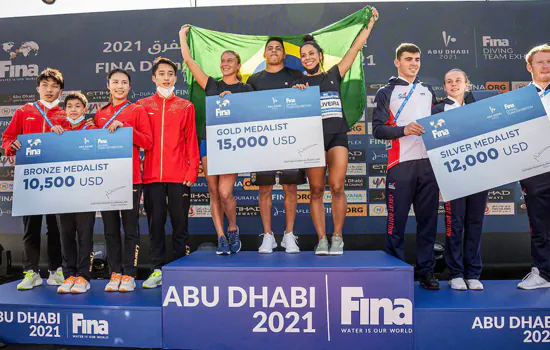 Brasil é ouro por equipes nos Saltos Ornamentais em Abu Dhabi