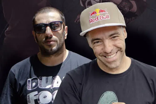 Sandro Dias e Badauí em eventos da Dual Footwear no ABC