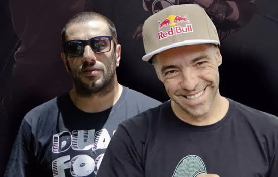 Sandro Dias e Badauí em eventos da Dual Footwear no ABC