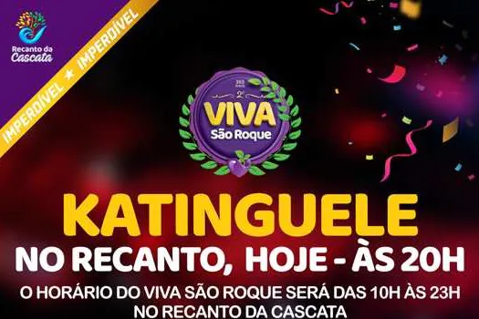 Katinguelê se apresenta nesta segunda no Viva São Roque