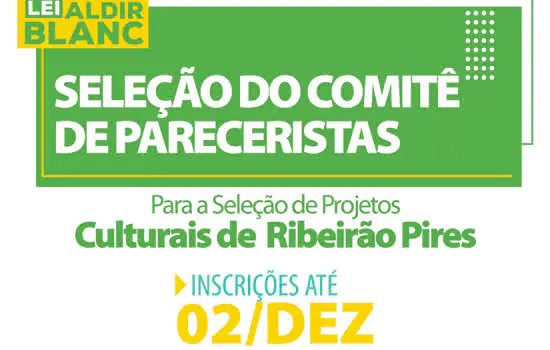 Ribeirão Pires abre inscrições para Comitê de Pareceristas da Lei Aldir Blanc