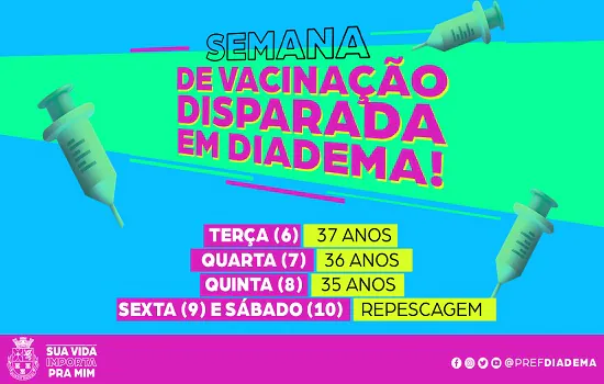 Covid-19: Diadema antecipa vacinação das pessoas entre 35 e 37 anos