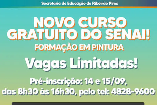 Ribeirão Pires abre inscrições para curso gratuito do SENAI de pintura