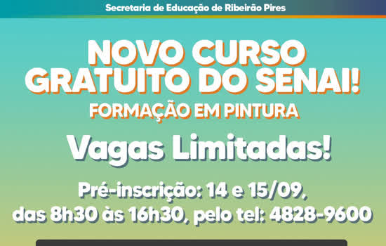 Ribeirão Pires abre inscrições para curso gratuito do SENAI de pintura