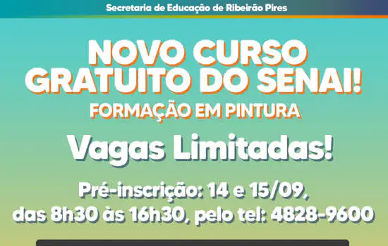 Ribeirão Pires abre inscrições para curso gratuito do SENAI de pintura