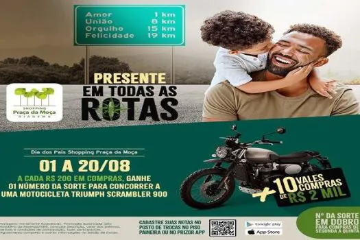 Shopping Praça da Moça sorteará motocicleta Triumph Scrambler 900 no Dia dos Pais