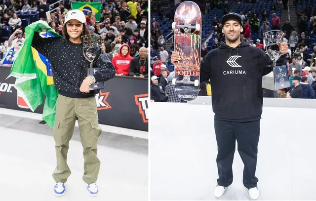 Rayssa Leal e Kelvin Hoefler vencem primeira etapa da liga mundial de street em Chicago