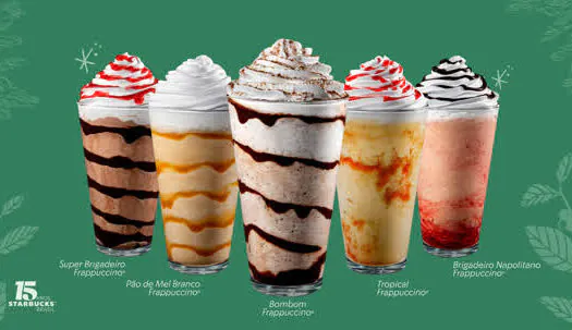 Starbucks lança 5 sabores inéditos de Frappuccino® para comemorar seu 15º aniversário