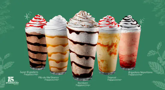 Starbucks lança 5 sabores inéditos de Frappuccino® para comemorar seu 15º aniversário