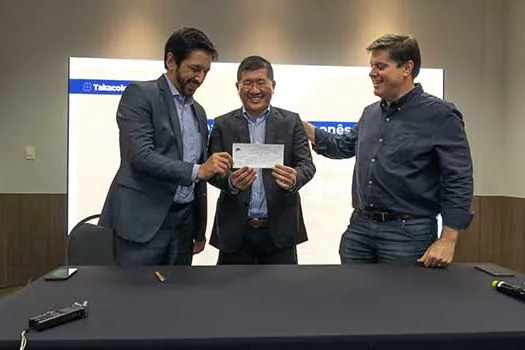 Ricardo Nunes e Baleia Rossi recebem Taka Yamauchi