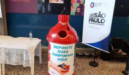 Terminal São Mateus da EMTU arrecadou 10kg de tampinhas plásticas