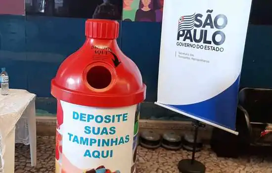 Passageiros dos terminais da EMTU doaram 156kg de tampinhas plásticas