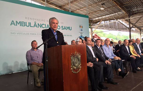 Temer fez o anúncio da construção de um presídio federal no Rio Grande do Sul durante evento em Esteio para entrega de ambulâncias