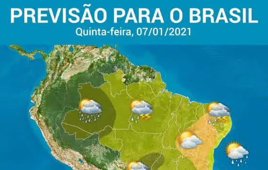 Muitas nuvens carregadas e chuva forte sobre o Brasil hoje