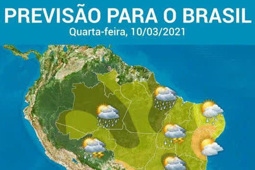 Muita chuva em estados do Norte, Centro-Oeste e Sudeste