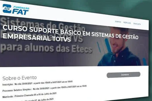 CPS abre inscrições para curso de sistemas Totvs voltado a alunos de Etecs