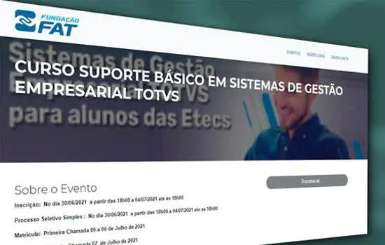 CPS abre inscrições para curso de sistemas Totvs voltado a alunos de Etecs