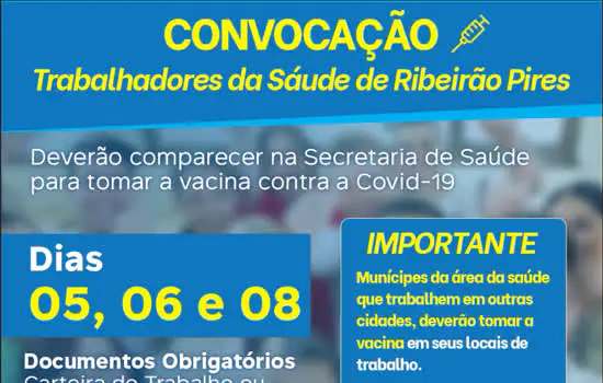 Ribeirão Pires amplia imunização de trabalhadores da saúde