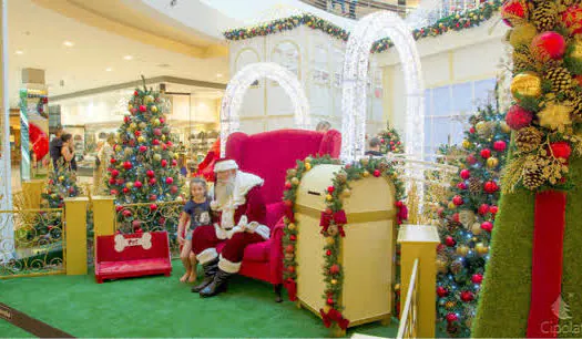 Natal do Shopping Metrópole tem ambiente instagramável, balanço inclusivo e trono pet