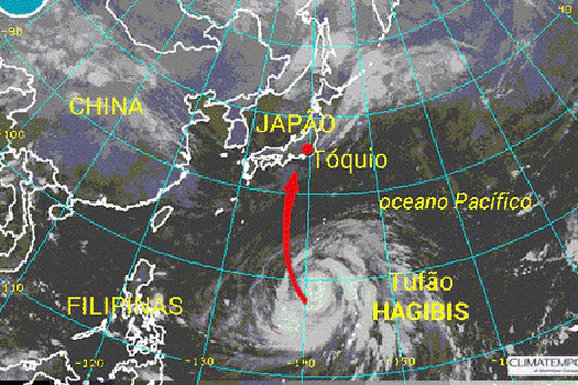 Forte Tufão Hagibis deve atingir o Japão no fim de semana