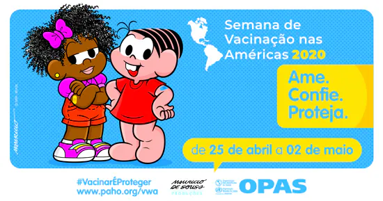 Turma da Mônica participa da Semana de Vacinação nas Américas 2020