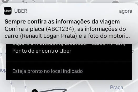 Uber lança recursos para lembrar usuários de verificarem os dados antes do embarque