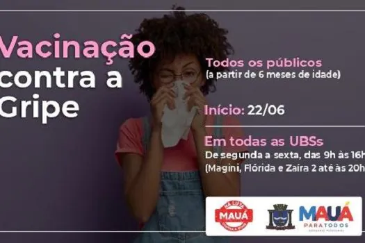 Mauá libera vacina contra a gripe para todas as pessoas a partir dos 6 meses de idade