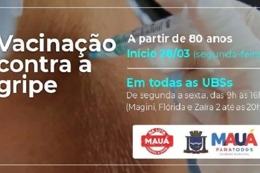 Mauá começa a vacinar contra a gripe os idosos com 80 anos ou mais