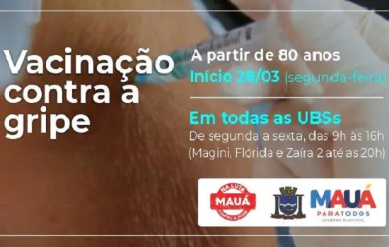 Mauá começa a vacinar contra a gripe os idosos com 80 anos ou mais