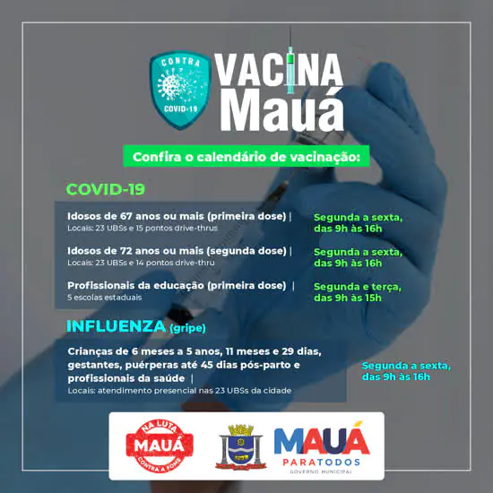 Mauá terá semana com diversas frentes de vacinação