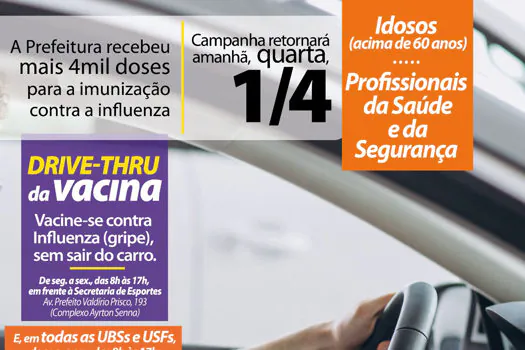 Ribeirão Pires retomará vacinação contra influenza nessa quarta-feira (1/04)