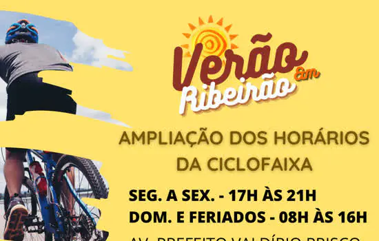 “Verão em Ribeirão” amplia dias e horários de funcionamento da Ciclofaixa