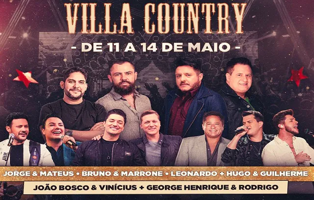 Villa Country terá quatro dias de festa com grandes nomes do sertanejo