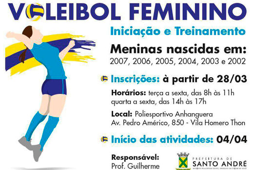 Inscrições para iniciação e treinamento de vôlei feminino