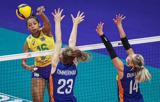 Liga das Nações: seleção feminina supera Holanda por 3 sets a 0